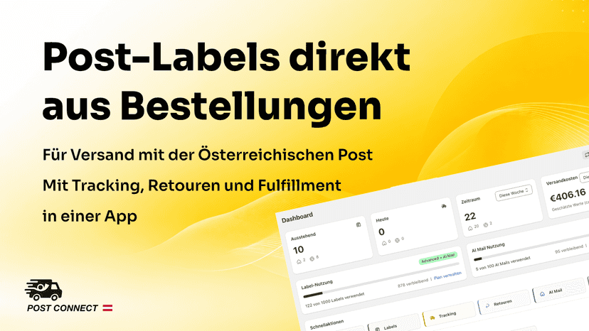 Post-Labels direkt aus Bestellungen für Österreich.