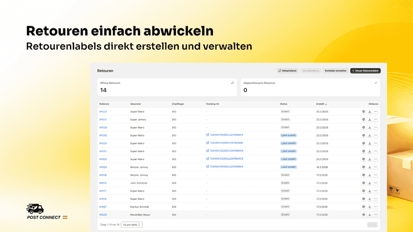 Retouren einfach abwickeln.