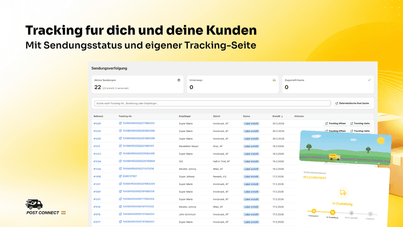 Tracking fur dich und deine Kunden mit eigener Trackingseite.