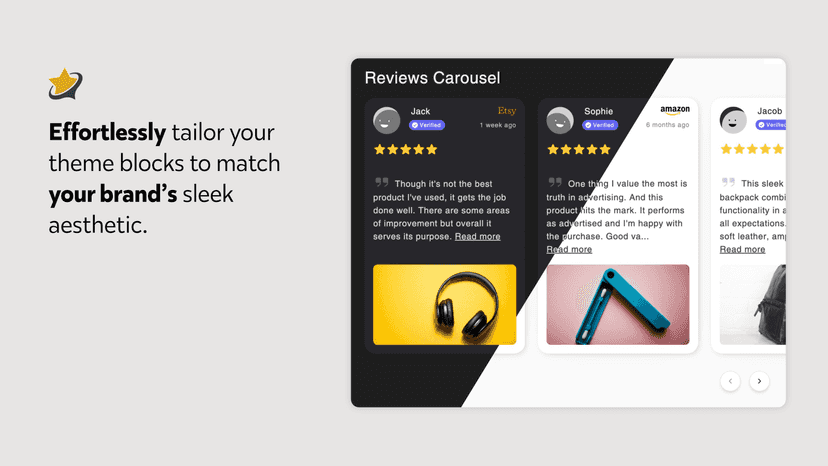 Customize theme blocks for a sleek brand look effortlessly.