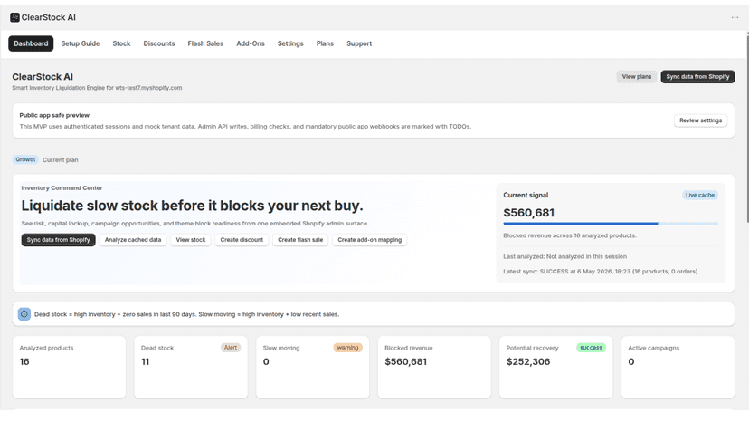 Dashboard page