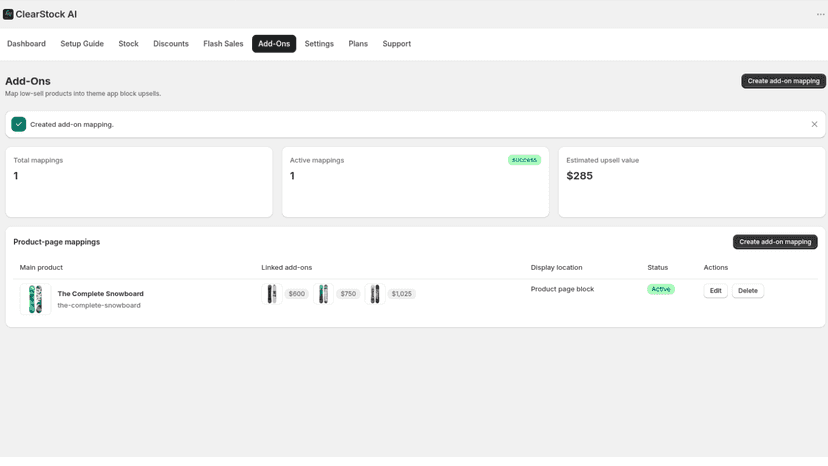 Addon page