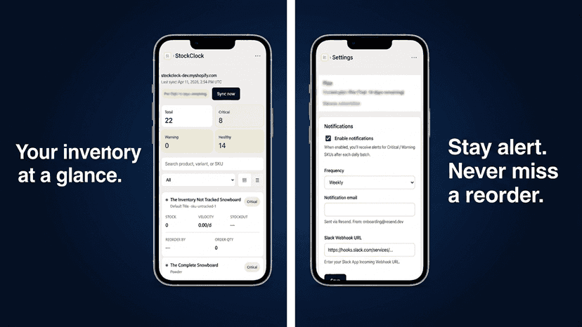 Mobile dashboard and notification settings on iPhone