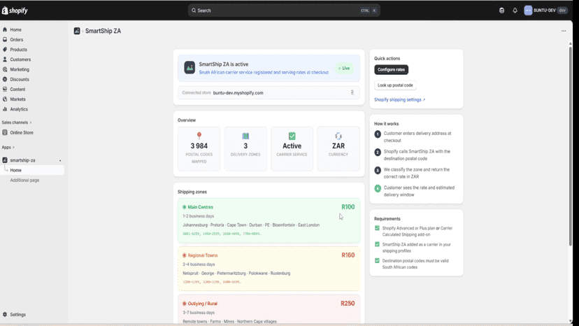 dashboard page