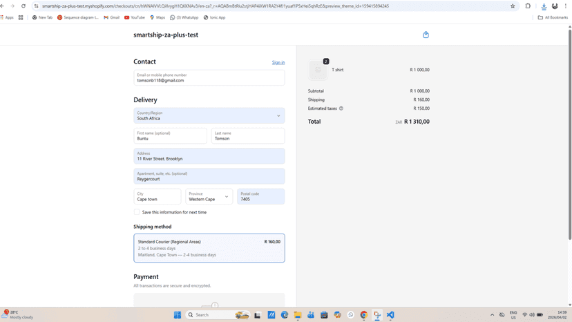Checkout screen