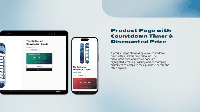 Product page with countdown timer & discount