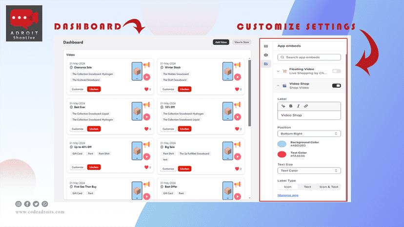 Dashboard & storefront settings