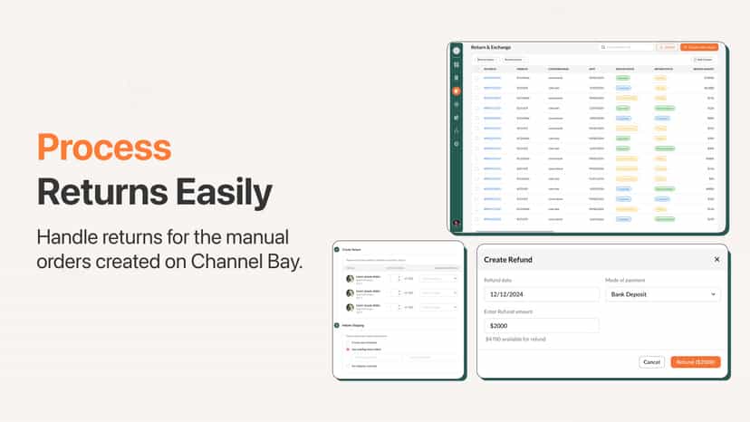 The returns module for processing Channel Bay orders.