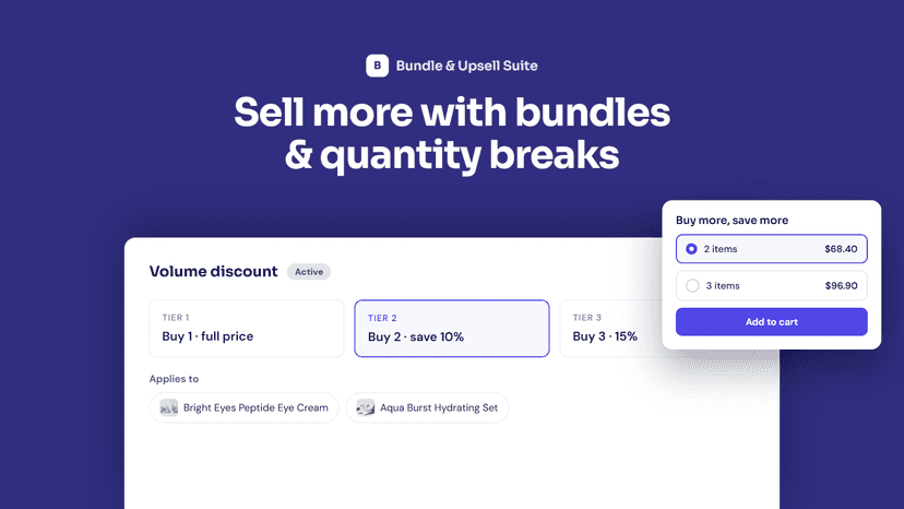 bundles, volume discount, upsell, cart upsell
