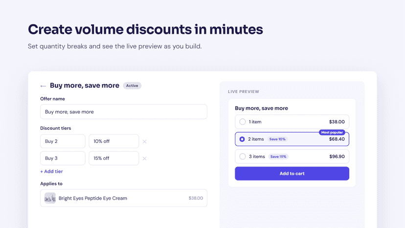 bundles, volume discount, upsell, cart upsell