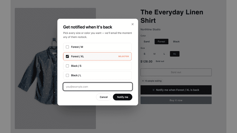 Customers subscribe to any size or color in one click