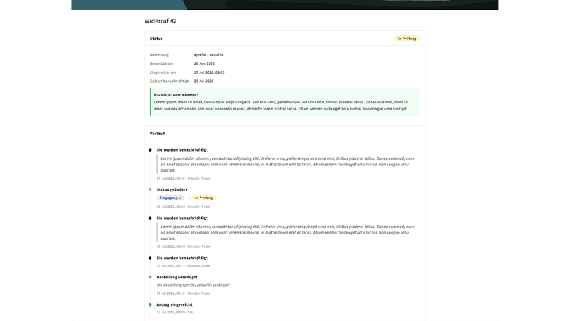 Widerrufsstatus und Verlauf transparent online verfolgen