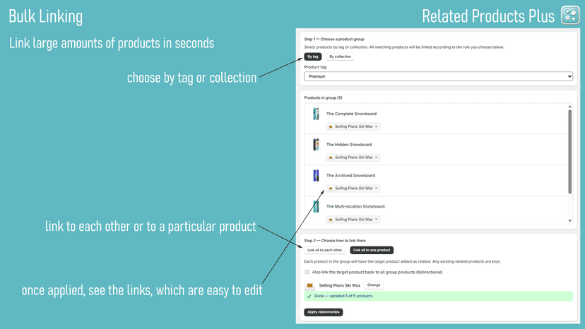 Easy bulk linking of related products