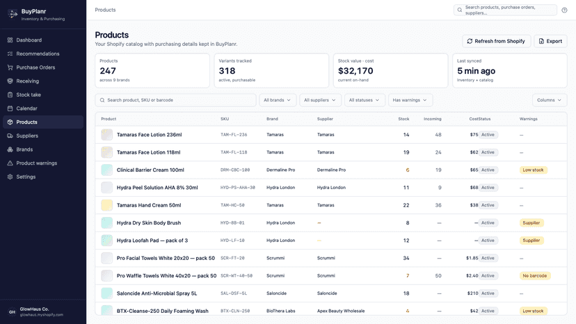 Track incoming deliveries and receive inventory