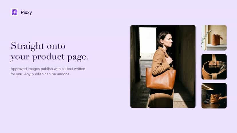 Approved images published to a product with alt text