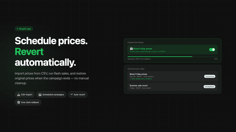 Pricely app interface showing CSV import wizard