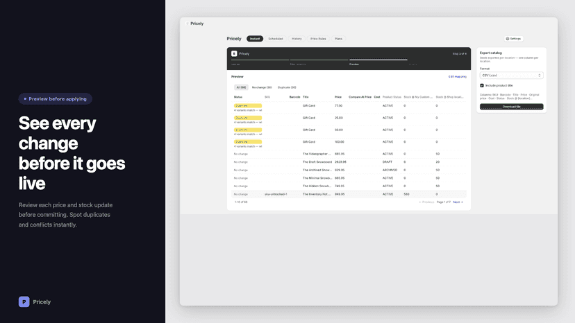 Preview all changes before applying the import