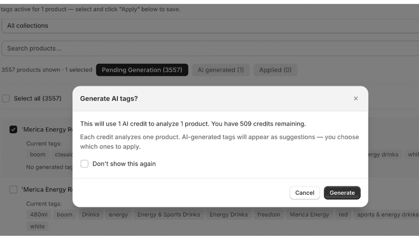 Confirm Use of Credits
