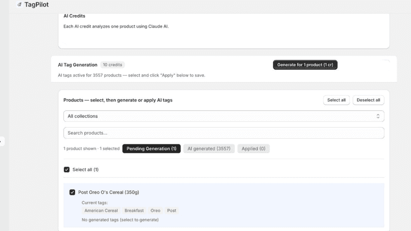 select to generate ai tags