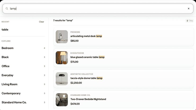 Search modal: with search term