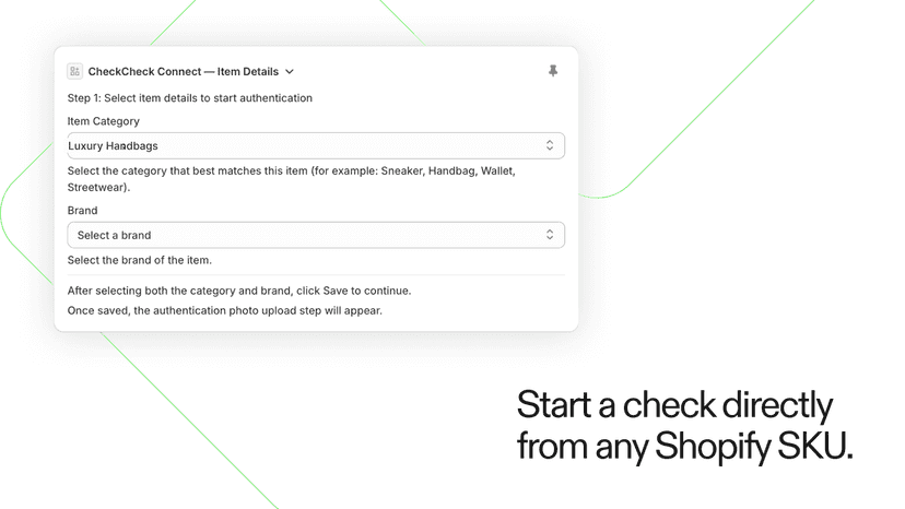 Start an authentication from any Shopify SKU
