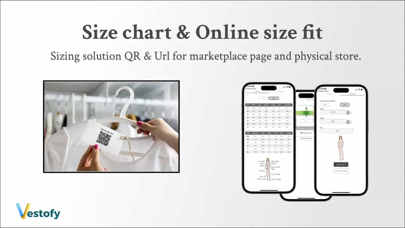 Size charts and shopper size fit by QR code scan