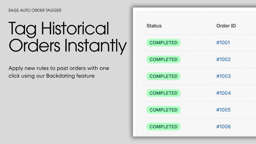 Tag Historical Orders Instantly