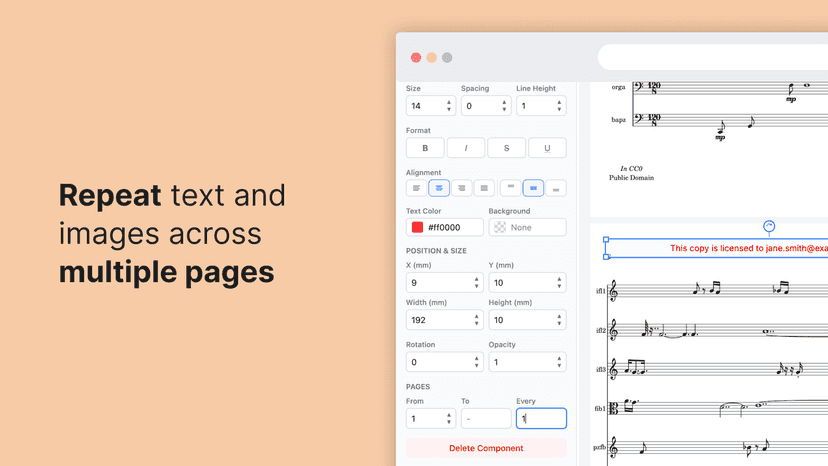 Repeat on multiple pages