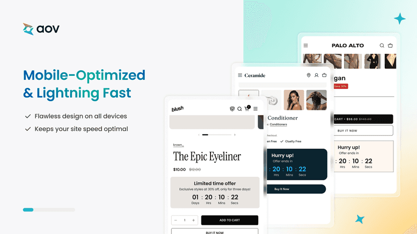 Countdown timer examples on product pages