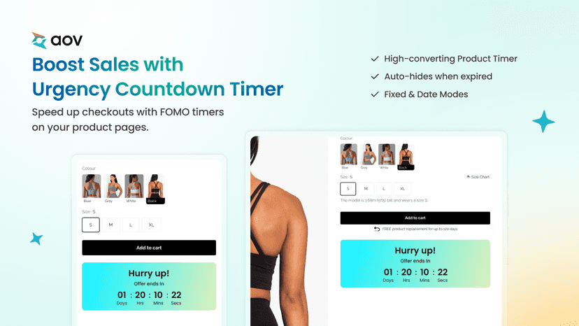 Countdown timer displayed on a product page