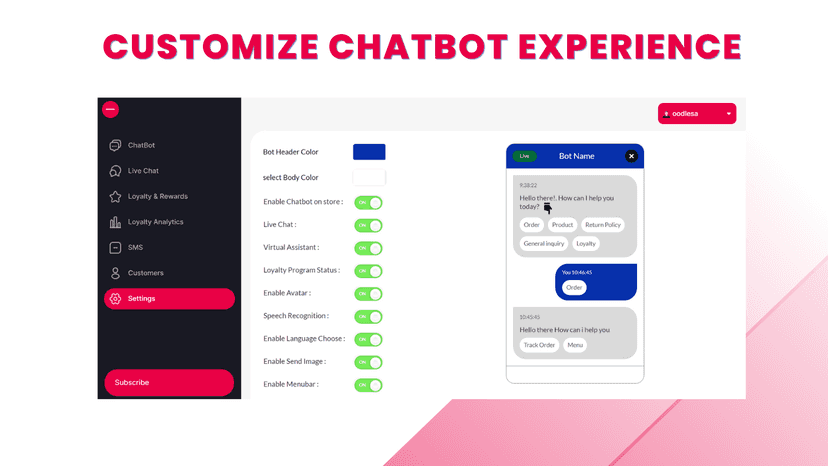 "Customized chatbot experience"