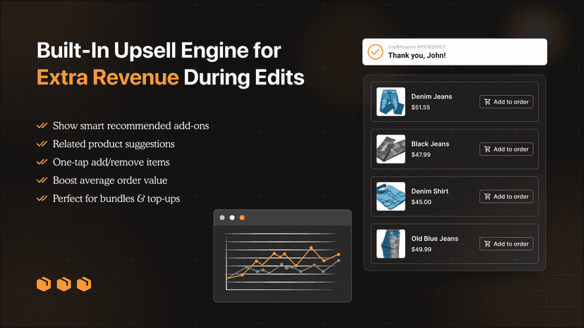 Upsell products shown during order edits to increase value