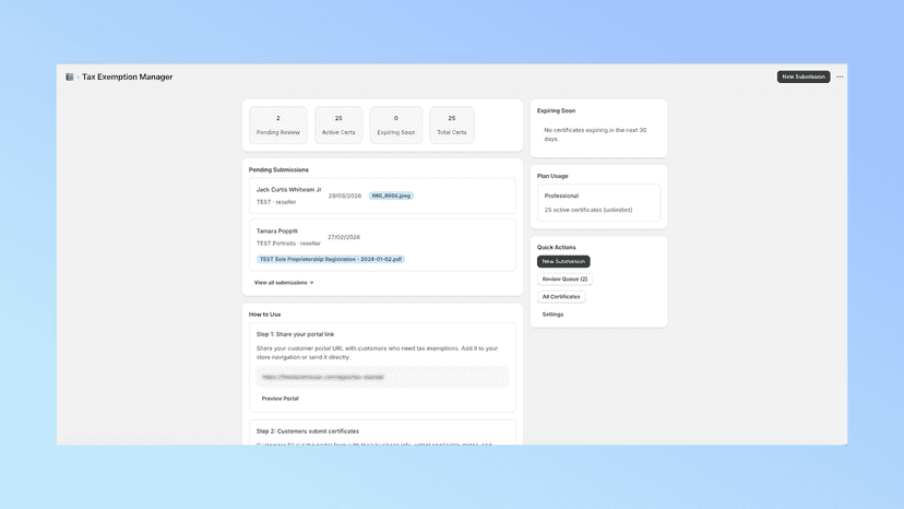 App Dashboard Screenshot