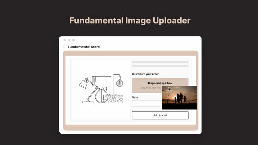 Product page with a Customize your order widget with a file drop