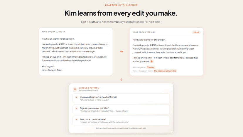 Regards Kim learning from merchant edits to match store voice an