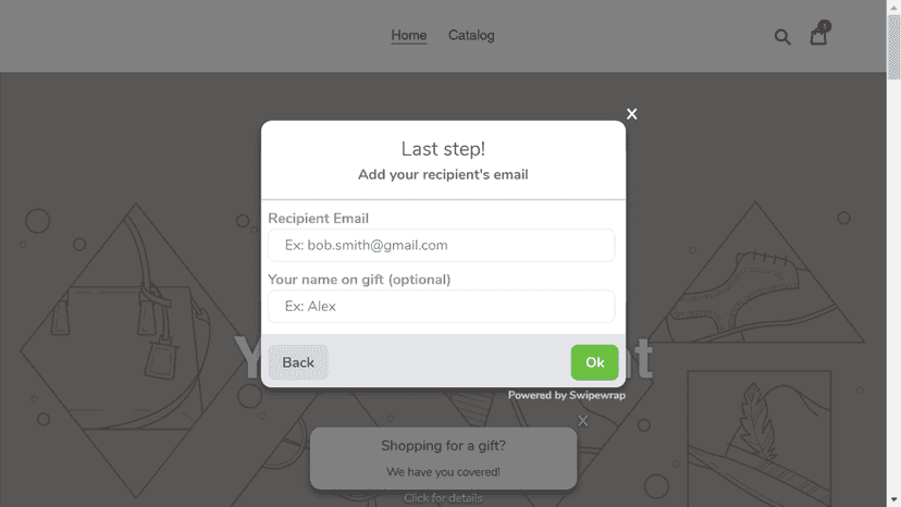 Enter recipient delivery information
