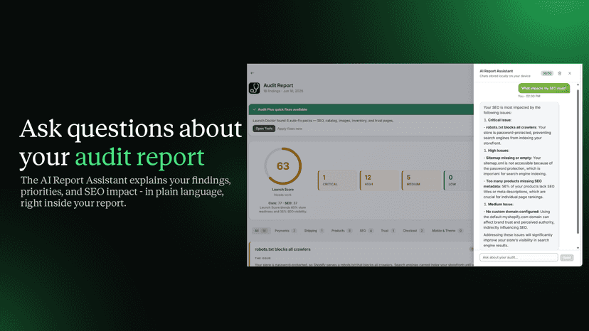 Launch Doctor Report findings AI assistant