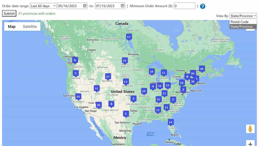 View order insights by STATE/PROVINCE