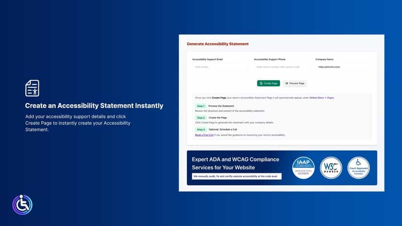 Accessibility Statement Pro form to create statement.