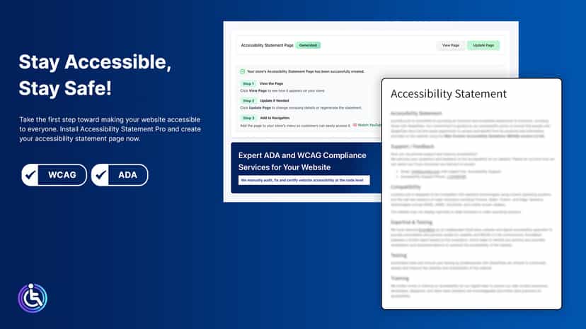Accessibility Statement Pro page generated and page previewed.