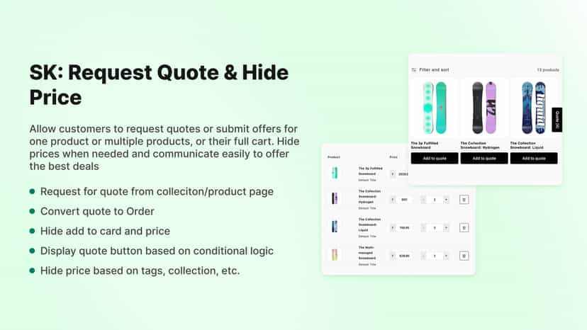 SK b2b quote request and hide price - Squadkin Technologies