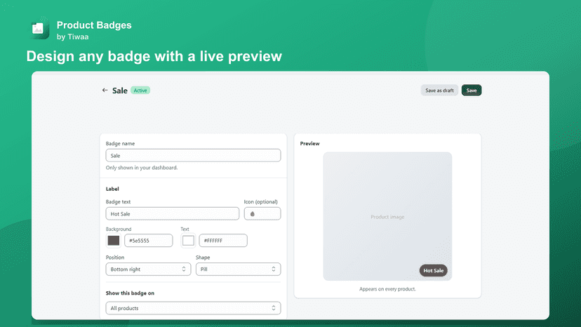 Design any badge with a live preview