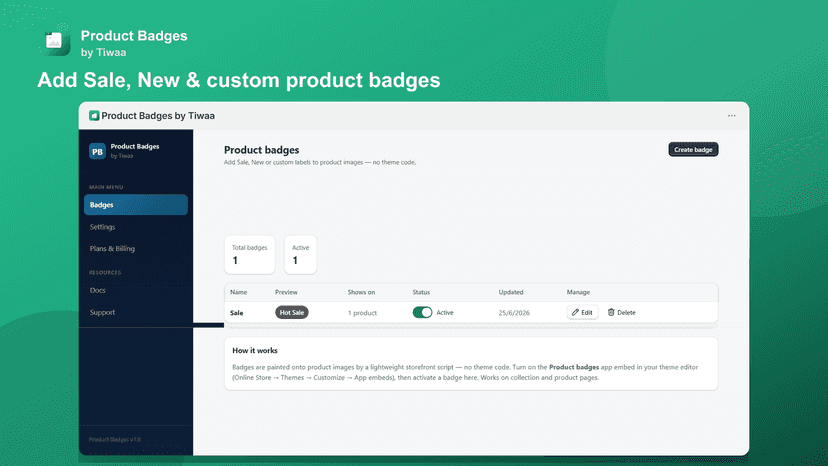 Add Sale, New & custom product badges