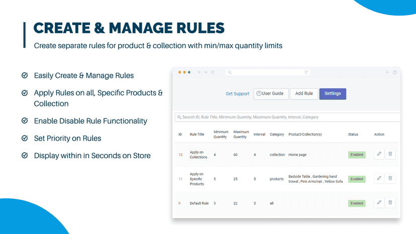 quantity button app rules