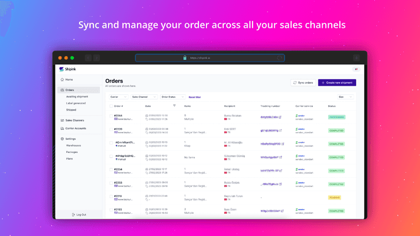 Sync and manage orders