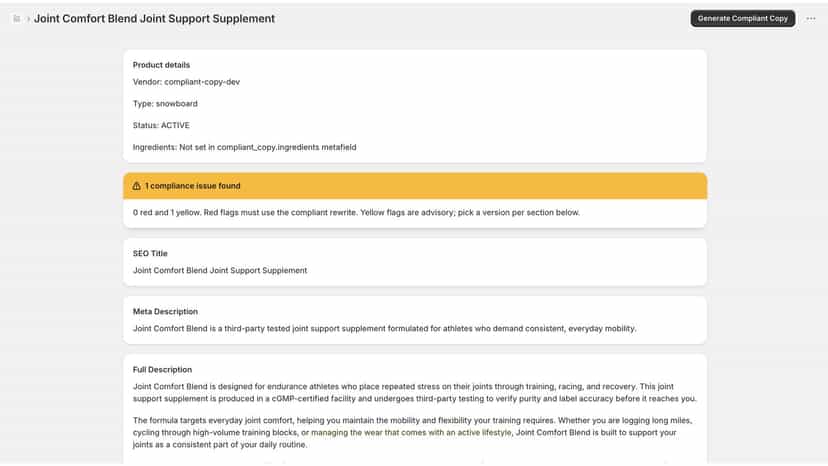 Generated SEO title and meta description for supplement