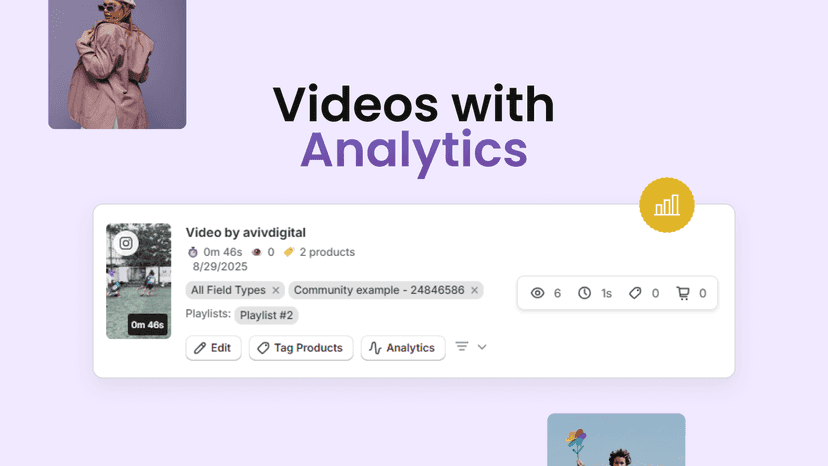 List videos with Analytics & Product Tags