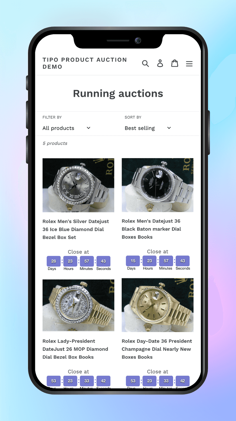 Bid on collection page on mobile
