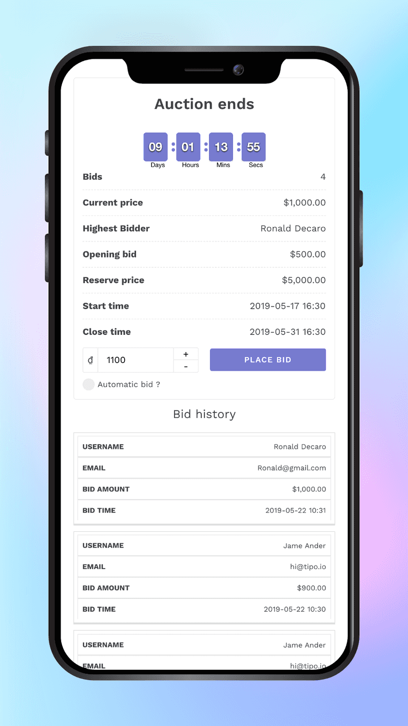 Bid on mobile