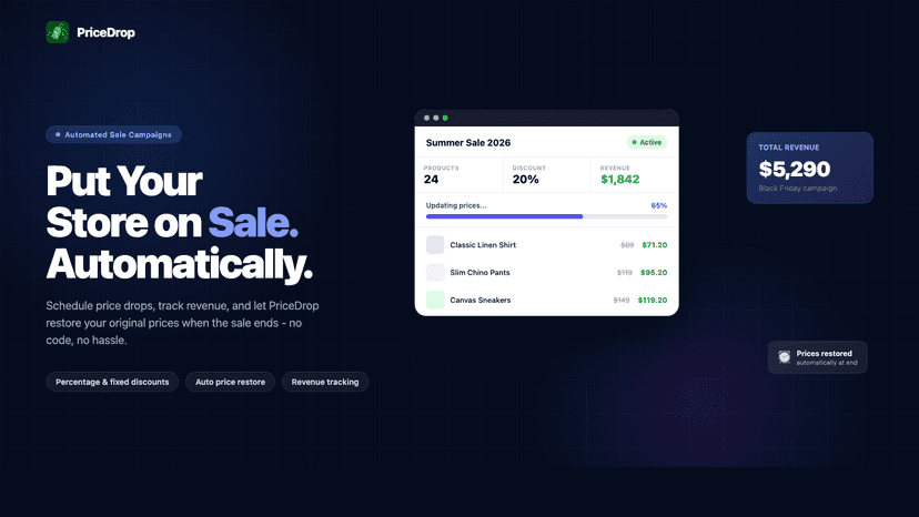 Schedule automatic sale campaigns with live progress tracking an